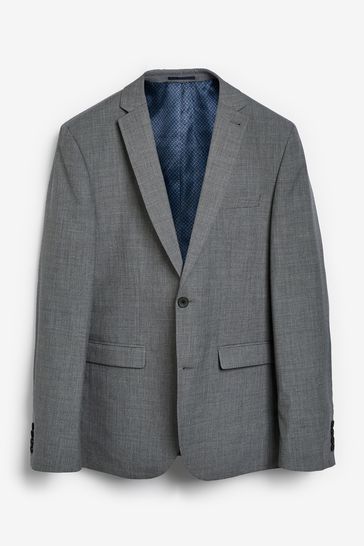 Buy Light Grey Tailored Wool Mix Textured Suit Jacket from Next