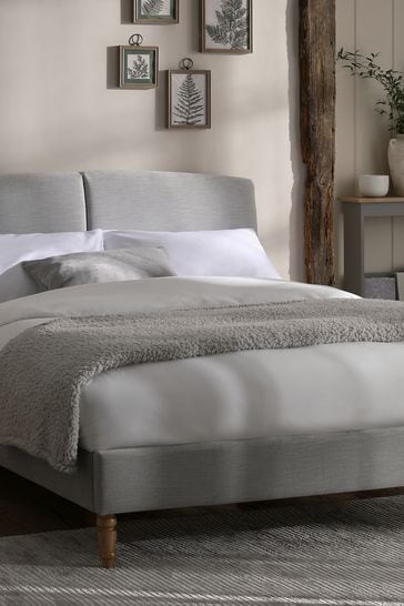 Grey upholstered bed online frame full