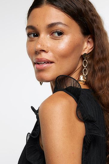 River island black earrings store