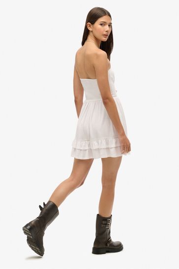 Buy Superdry White 50s Lace Bandeau Mini Dress from Next Luxembourg