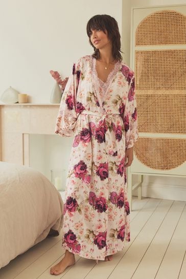 Pink lace dressing gown hot sale