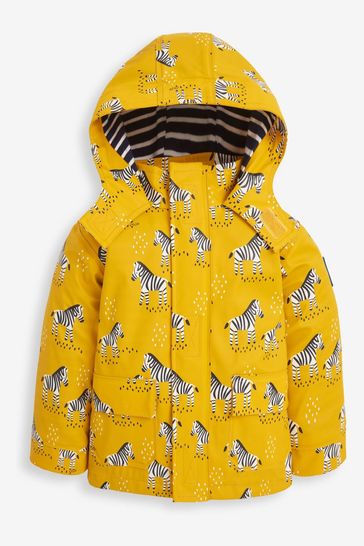 JoJo Maman B b Mustard Kids Zebra Print Waterproof Jacket