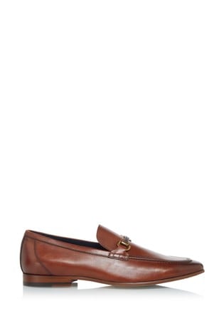 Dune London Brown Santino Woven Trim Loafers