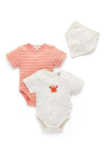 Purebaby Orange/White Bodysuit Set