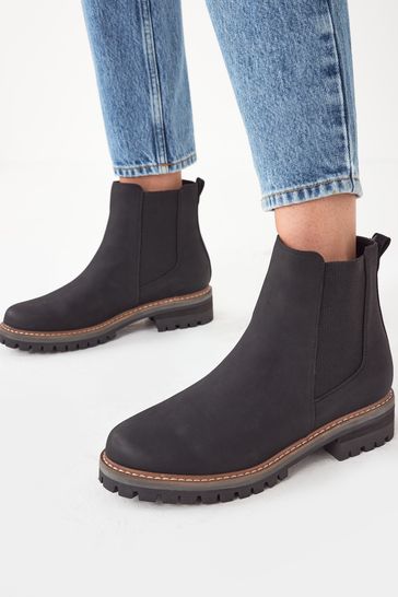 Black Extra Wide Fit Forever Comfort® Chunky Casual Chelsea Boots