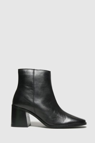 Schuh Black Beatrice Leather Square Toe Boots