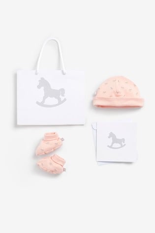 The Little Tailor Pink Jersey Hat & Bootie Gift Set