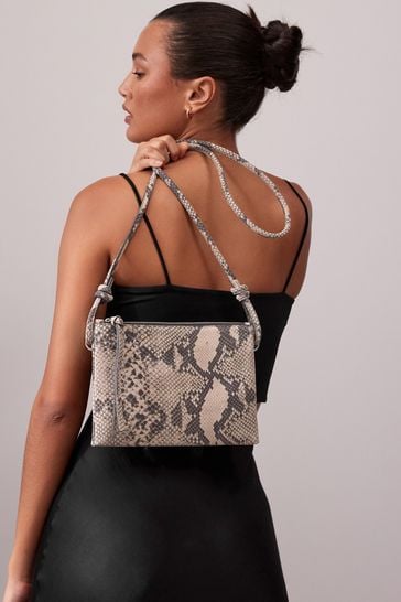 Snake Print Small Leather Cross Body Bag