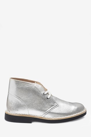 Clarks Silver Leather Desert Boot 2 Boots
