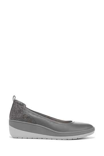 Vionic Grey Jacey Leather Slip-ons Wedges