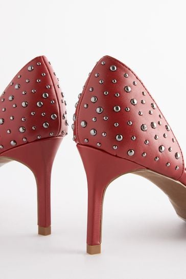 Red studded shoes hotsell