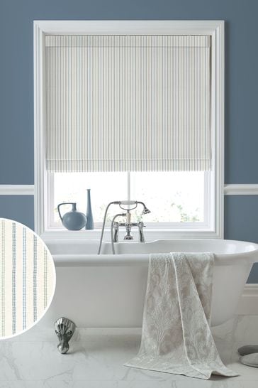 Laura Ashley Newport Blue Candy Stripe Made to Measure Roman Blinds