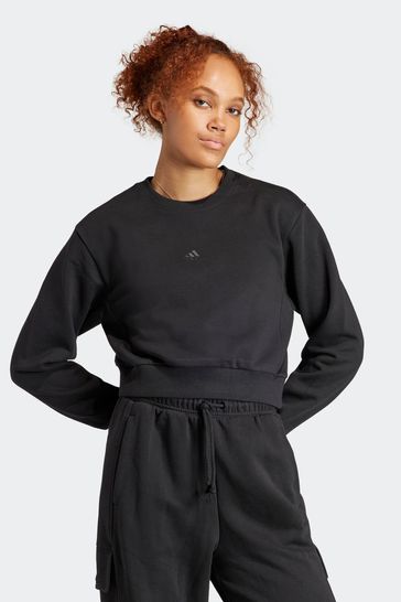 adidas Black Sportswear All Szn Fleece Crop Sweatshirt