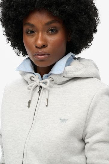 Buy Superdry Glacier Grey Marl Essential Borg Lined Zip Hoodie from Next Bahrain