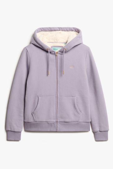 Buy Superdry Brassica Lilac Essential Borg Lined Zip Hoodie from Next Bahrain