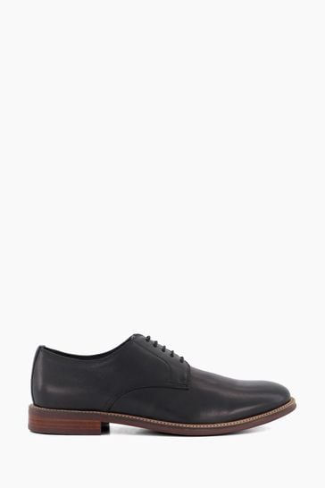 Dune London Black Stanleyyy Soft Leather Gibson Shoes