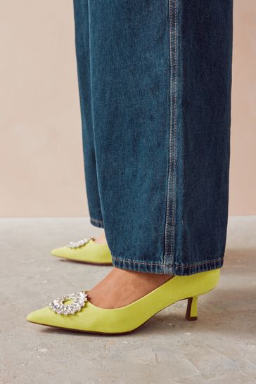 Buy Lime Green Forever Comfort Jewel Trim Kitten Heels from Next Greece