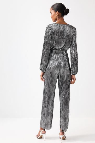 Buy Metallic Plisse Long Sleeve Metallic Jumpsuit from Next Luxembourg