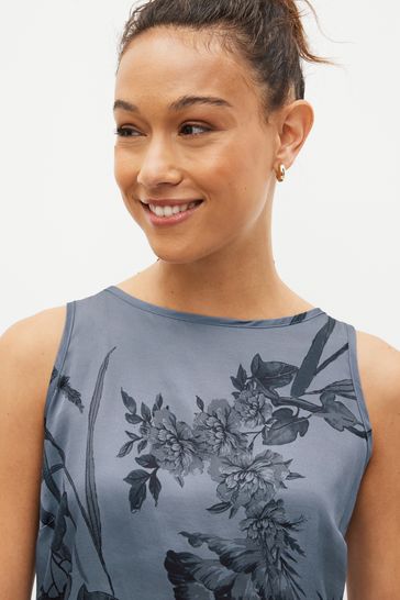 Buy Navy Blue Floral Satin Vest Short Set Pyjamas from Next Luxembourg