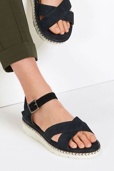 Black Regular/Wide Fit Forever Comfort® Flatform Sandals