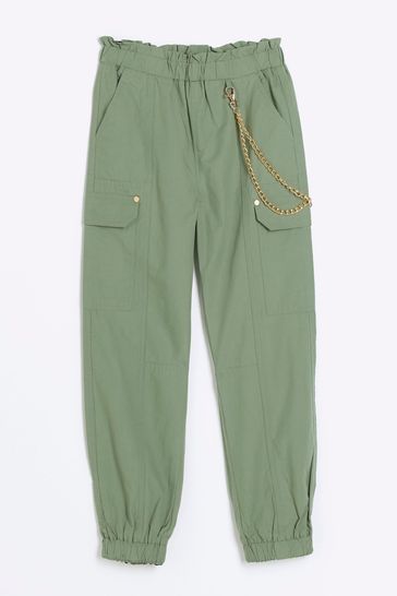 River Island Green Girls Trim Detail Cargo Trousers