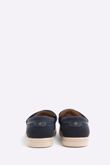River Island Blue Boys Immy Suede Tassel Loafers