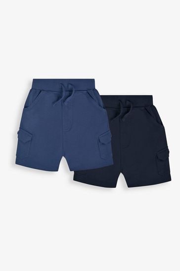 JoJo Maman Bébé Indigo Blue 2-Pack Jersey Cargo Shorts