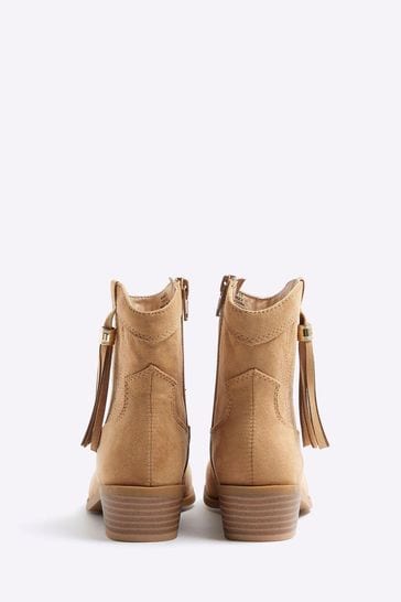 River Island Brown Girls Tassel Western Boots