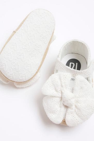 Buy River Island White Baby Girls Broderie Bow Sandals from Next