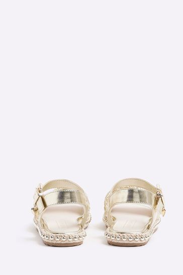 River Island Gold Girls Woven Espadrilles