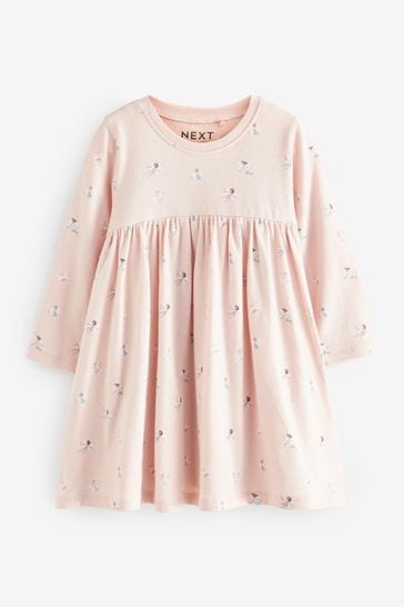 Light Pink Long Sleeve Jersey Dress (3mths-7yrs)
