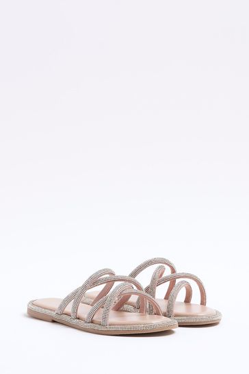 Silver diamante flip flops uk store