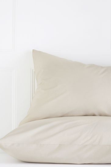 Buy Set of 2 Natural Cotton Rich Pillowcases from Next Luxembourg