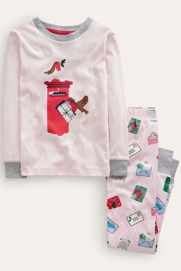 Boden Pink Snug Long John Christmas Pyjamas