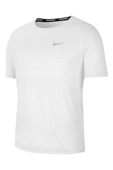 Buy Nike White Dri FIT Miler Running T Shirt from Next Luxembourg