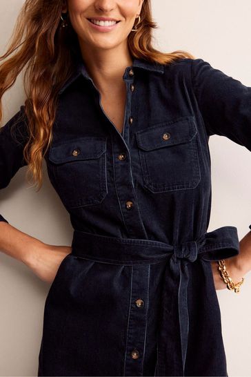 Buy Boden Blue Eloise Cord Midi Shirt Dress from Next Luxembourg