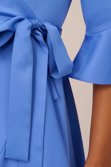 Buy Adrianna Papell Blue Satin Faux Wrap Dress from Next Luxembourg