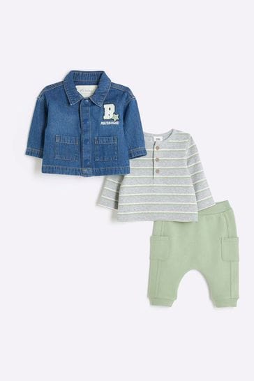 Conjunto verde de chaqueta y pantalones de chándal para bebé niño de River Island