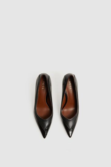 Buy Reiss Black Gwyneth Leather Contrast Court Shoes from Next