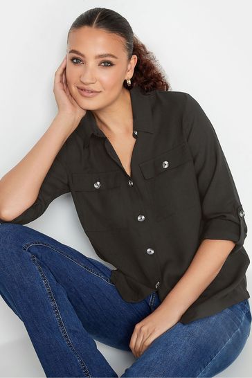All black button up shirt top
