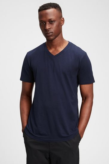 Gap Navy Cotton Classic V Neck Short Sleeve T-Shirt