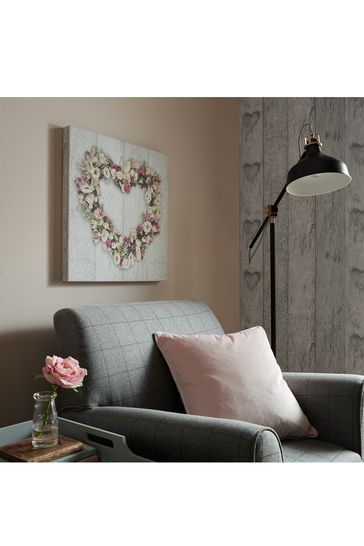 Art For The Home Pink Floral Heart Canvas