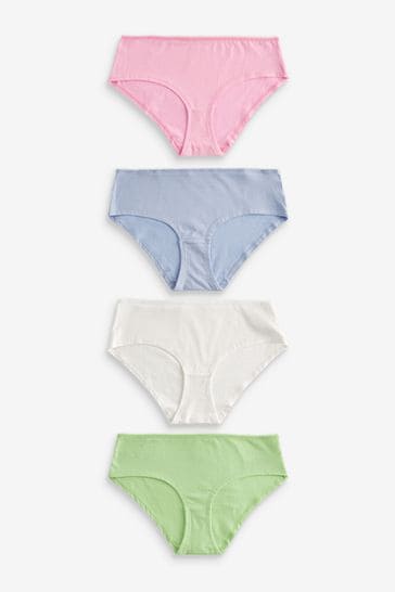 Pink/Lilac/Green/White Short Cotton Rich Knickers 4 Pack