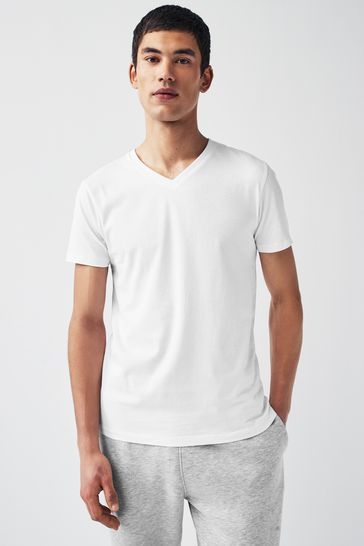 H&m white v neck t shirt discount