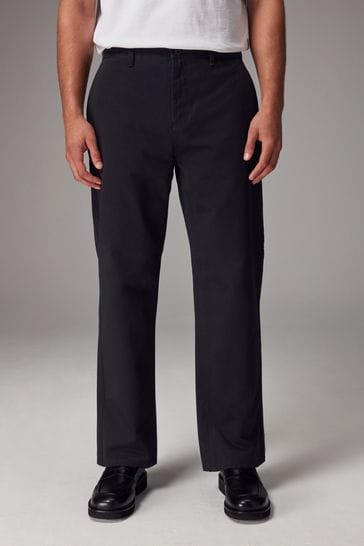 Buy Black Straight Fit Utility Chino 100 Cotton Trousers from Next Bahrain