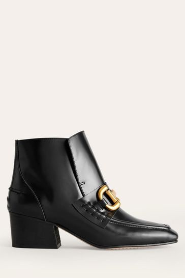 Boden Black Snaffle-Trim Ankle Boots