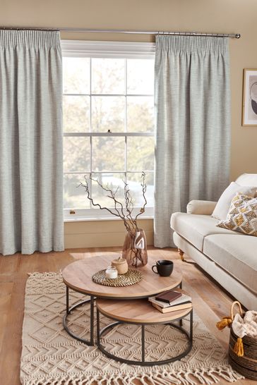Natural Textured Fleck Blackout/Thermal Pencil Pleat Curtains
