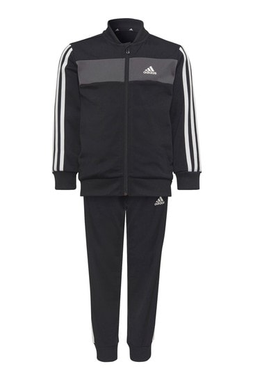 adidas Black Kids Little Essentials 3-Stripes Shiny Tracksuit