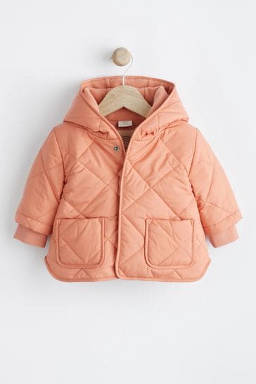 Apricot Orange Baby Quilted Jacket (0mths-2yrs)