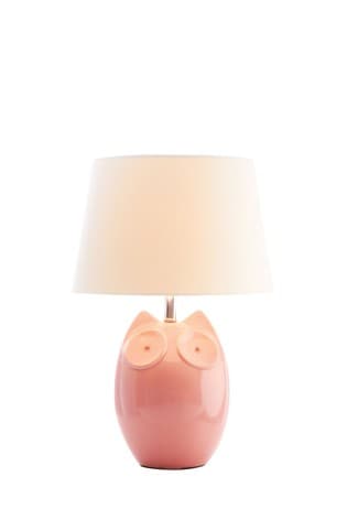 Village At Home Pink Hector Owl Table Lamp
